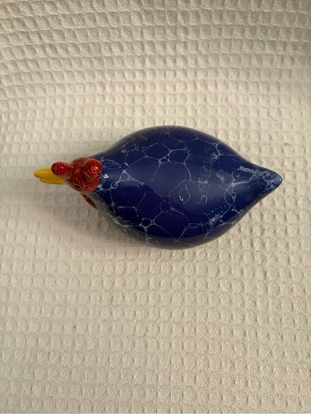 Vintage CBK Ltd. 1999 Ceramic Blue Marbled Look Chicken Figurine With Red Comb